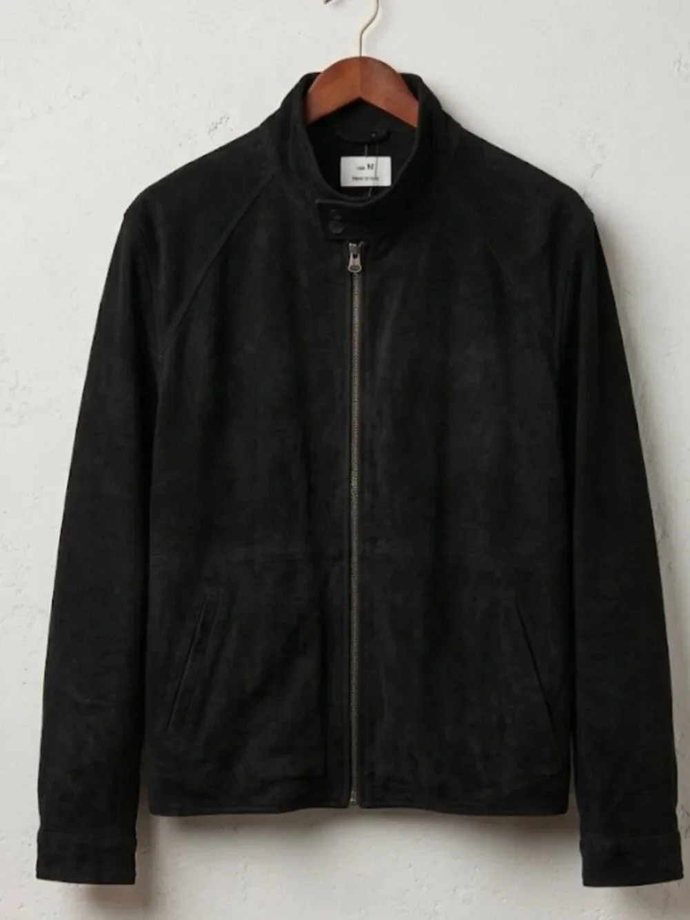 Officine Général Black Goat Suede weCafé Racer Jacket Outdoor Moto Biker Sz L